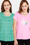 Rosaline Meadows Knit Cotton Top (Pack of 2) - Green Pink — thumbnail 1